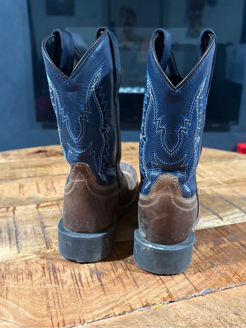 J.B. Dillon Boys Blue and Brown Western Pull-On Boots - Picture 2 of 2